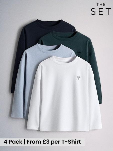 Blue/Green - The Set 4 Pack Long Sleeve Graphic T-shirt