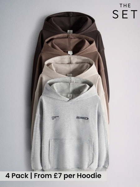 Brown - The Set 4 Pack Graphic Oversized Hoodies
