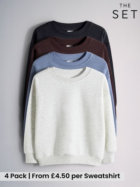 Navy/Grey - The Set 4 Pack Regular Crew Neck Sweatshirts