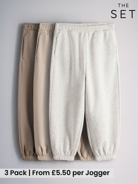 Grey Marl/Light Brown/Brown - The Set 3 Pack Cuffed Joggers