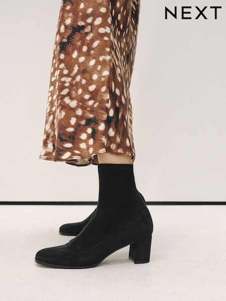 Black - Forever Comfort® Round Toe Sock Ankle Boots