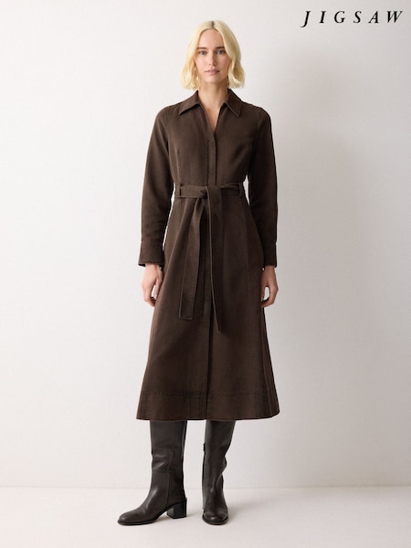 Jigsaw Brown Denim Belted Shirt Dress (Y40160) | £159