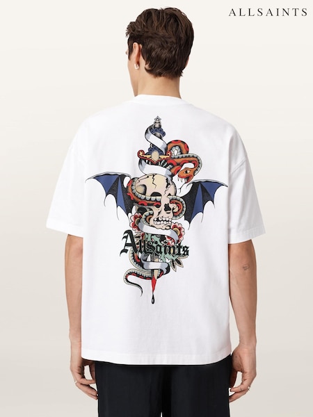 AllSaints White Blade Short Sleeve Crew Neck T-Shirt (Y40183) | £59