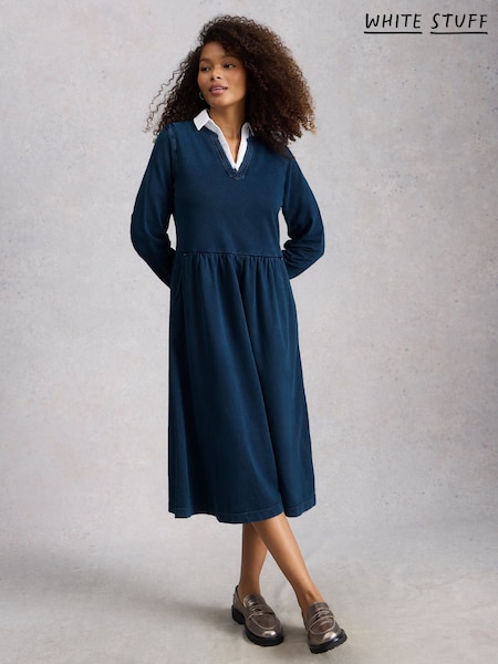 White Stuff Blue Ray Jersey Midi Dress (Y40214) | £69