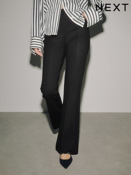 Black - Pintuck Ponte Bootcut Trousers