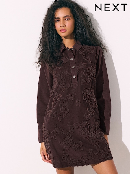 Plum Purple - Long Sleeve Cord Cornelli Overhead Mini Dress