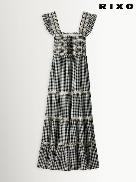 Beth Check Black - Rixo Chandra Dress