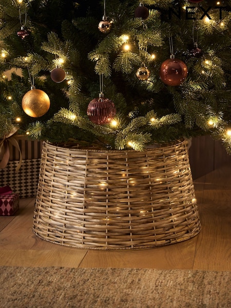 Christmas Lit Wicker Tree Skirt