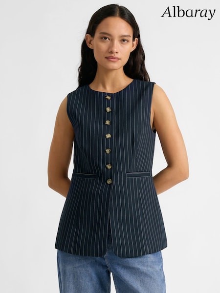 Albaray Blue Pinstripe Waistcoat (Y41336) | £65