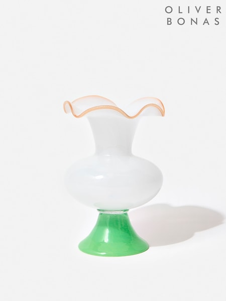 Oliver Bonas White Pintado Milky Glass Vase (Y41338) | £40