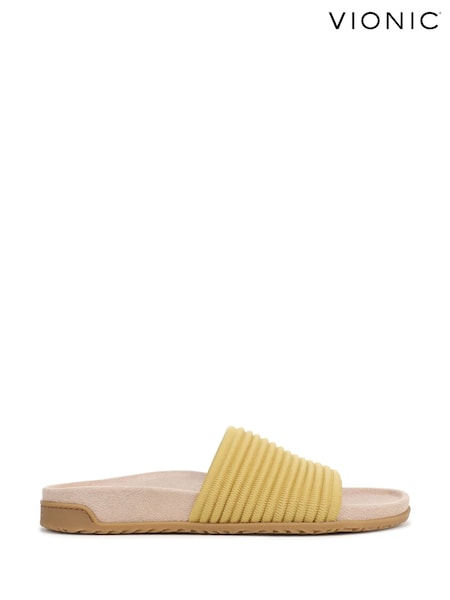 Vionic Yellow Evie Knit Regular Fit Arch Support Sliders (Y41356) | £110
