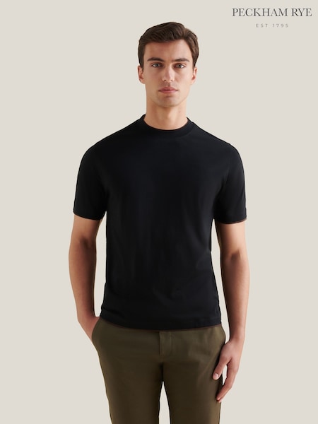 Peckham Rye Black Mercerised Double T-Shirt (Y41581) | £40