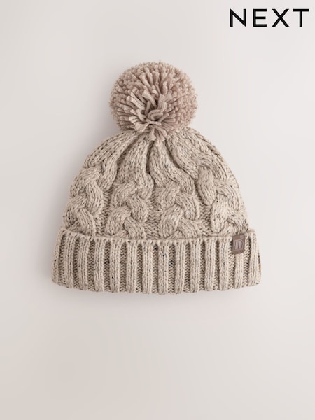 Stone - Cable Knit Pom Hat (1-16yrs)