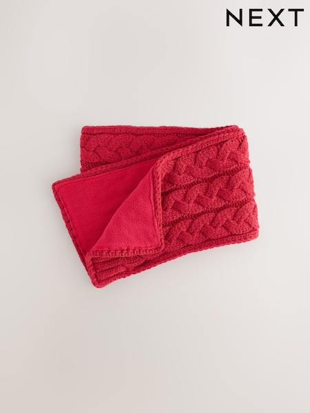 Red - Cable Knitted Scarf (1-16yrs)