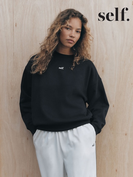 Black - Self. Crew Neck Sweatshirt