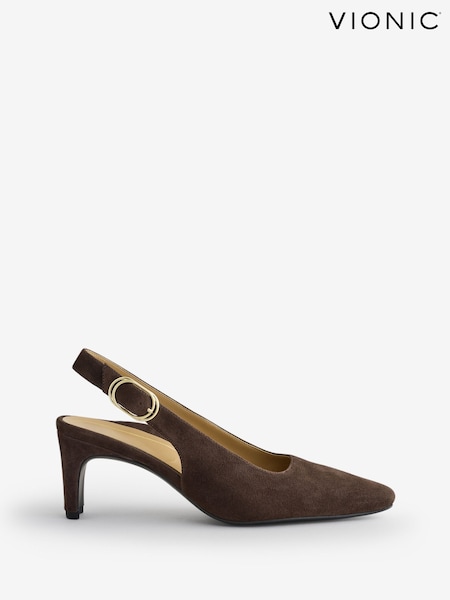 Brown - Vionic Stella Regular Fit Arch Support Slingbacks