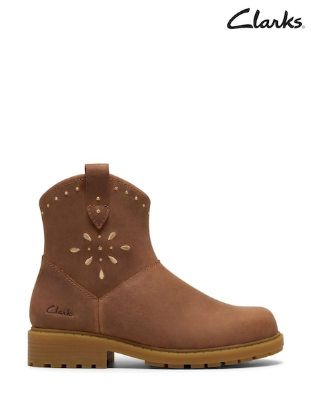 Tan Brown - Clarks Tessyn Stud Western Boots