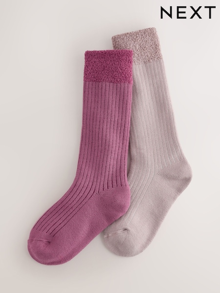 Berry Pink - Rib Welly Socks 2 Pack