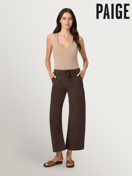 Rich Chocolate - Paige Arellia Barrel Leg Rich Chocolate Jeans With Tie