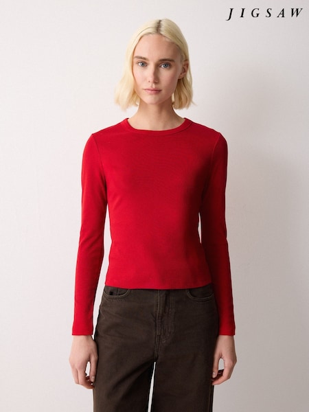 Jigsaw Red Long Sleeve Fine Cotton Baby T-Shirt (Y42617) | £45