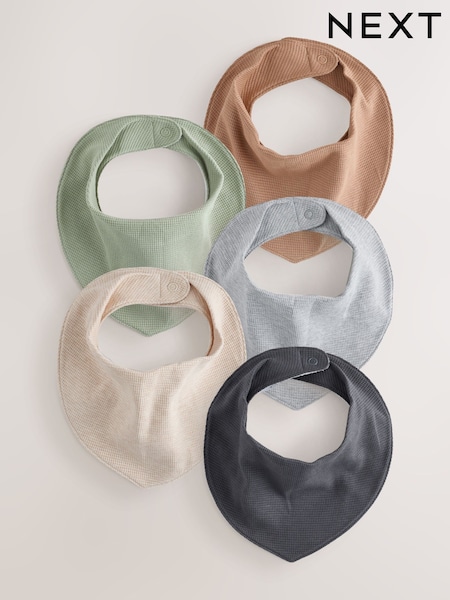 Neutral/Grey Waffle - Dribble Bibs 5 Pack