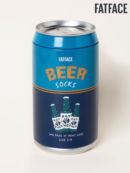 Multi - Regular Fatface 2 Pack Beer Socks In A Can