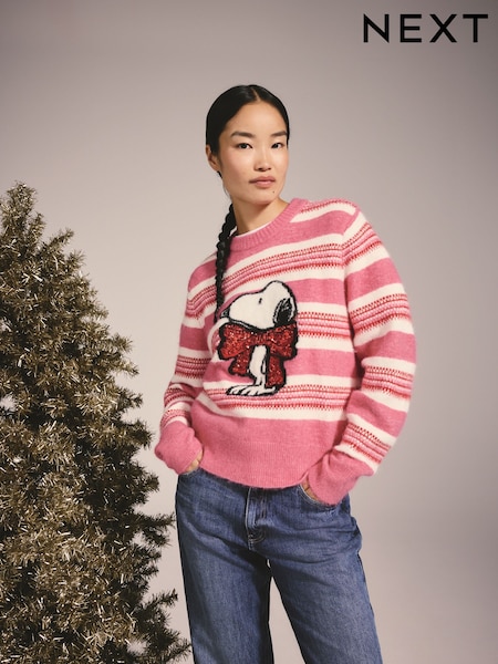 Pink/Red Snoopy - Christmas Long Sleeve Jumper