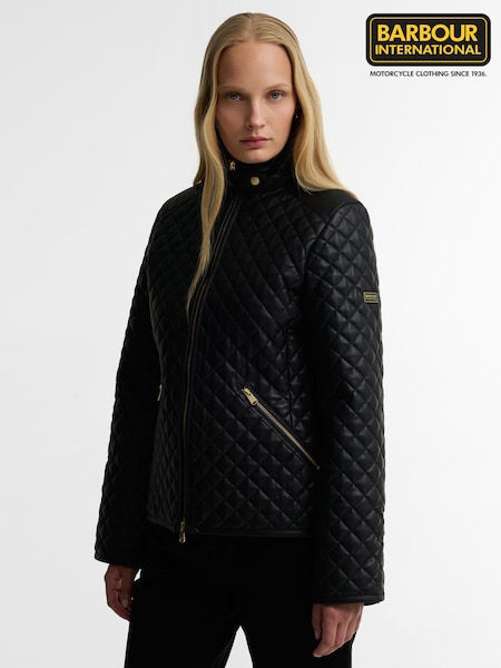 Black - Barbour International Binetto Faux Leather Quilted Jacket