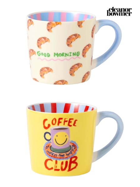 Eleanor Bowmer Multi Good Morning Croissant & Coffee Club Mug Set (Y43003) | £28