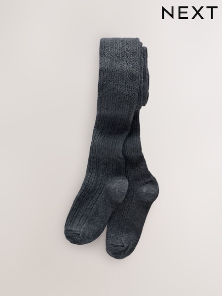 Charcoal Grey - Cotton Rich Cable Tights