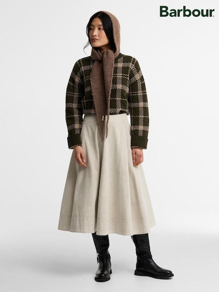 Brown - Barbour® Penny Knitted Hood Scarf