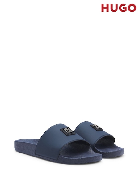 Navy Blue - Regular Hugo Timein Metal Stack Logo Sliders