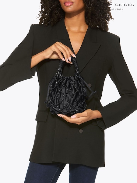 Kurt Geiger London Black Small Macrame Crystal Dr Bag (Y43960) | £199