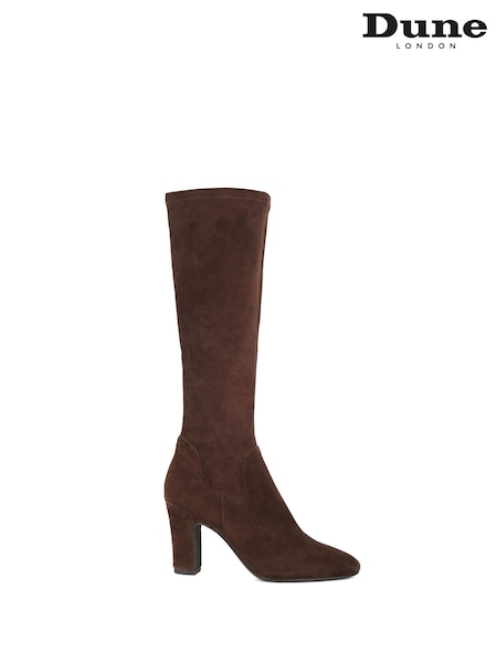 Dune London Brown Simple Knee High Boots (Y44003) | £169