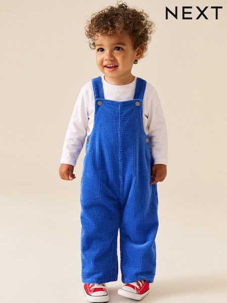 Cobalt Blue - Textured Corduroy Dungarees (3mths-7yrs)