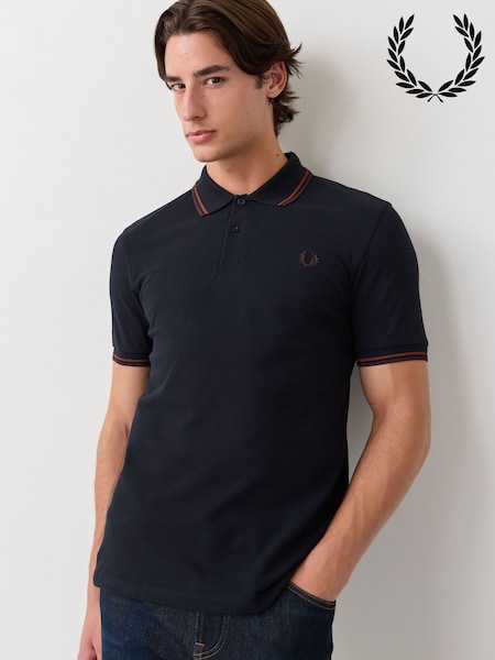 Blue - Regular Fred Perry Tipped Short Sleeve Polo Shirt
