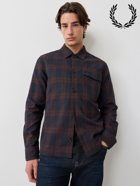 Blue - Regular Fred Perry Textured Check Overshirt