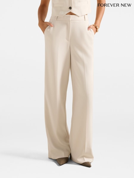Forever New Cream Oaklyn Wide Leg Pants (Y44746) | £70