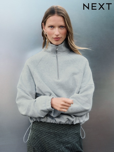 Grey - Quarter Zip Sweatshirt