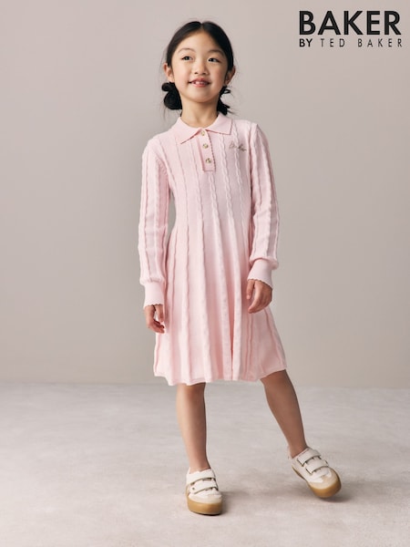 Pink - Baker By Ted Baker Cable Knit Collared Dress