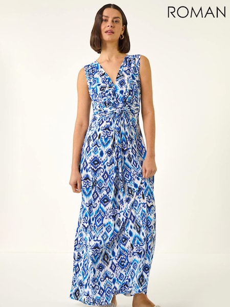 Roman Blue Aztec Twist Maxi Dress (Y46046) | £55