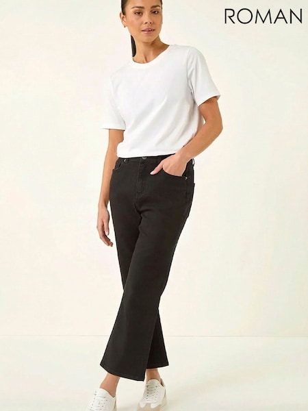 Roman Black Petite Boocut Cropped Denim Trousers (Y46146) | £36