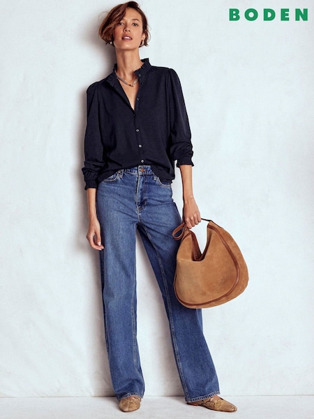 Boden Blue Boden Effie Smocked Detail Shirt (Y46640) | £59