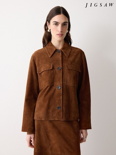 Jigsaw Cream Suede Patch Pocket Jacket (Y46903) | £425