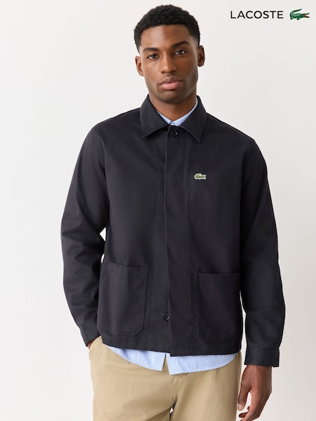 Blue - Regular Lacoste Relaxed Fit Cotton Twill Overshirt
