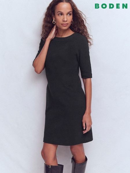 Boden Black Neckband Ottoman Shift Dress (Y47430) | £69