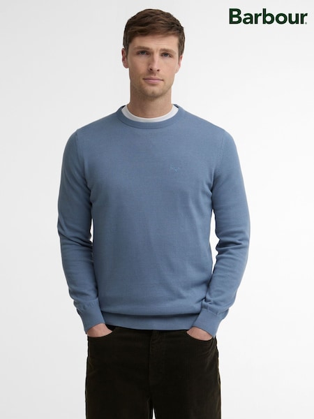 Blue - Regular Barbour® Cotton Crew Neck Jumper
