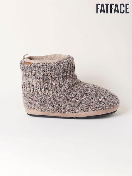 Oatmeal - Regular Fatface Knitted Boot Slipper