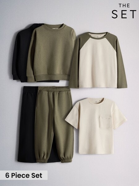 Black/Green - The Set 6 Peice Outfit Sweaters And T-shirts
