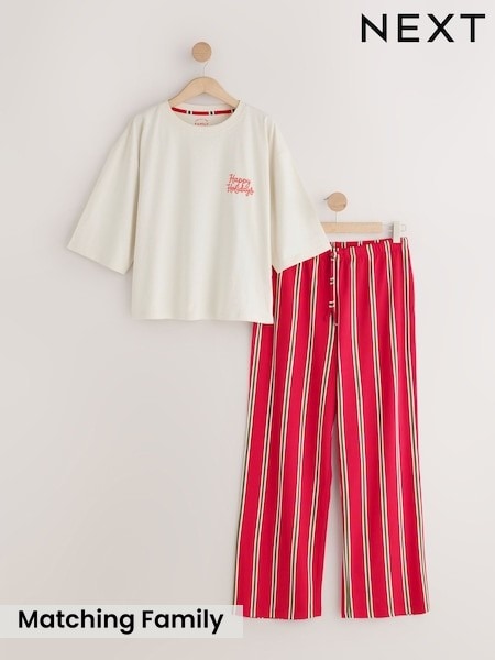 Ecru Happy Holidays - Matching Family Christmas Short Sleeve Pyjamas